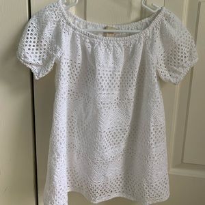Michael Kors white eyelit top